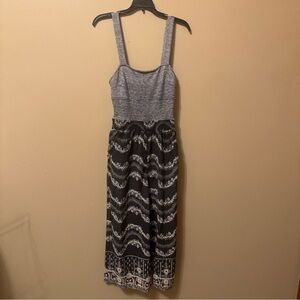 Anthropologie Gray and Black Chevron Wide Leg Jumpsuit